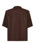 Polo Montursi in lino e viscosa marrone