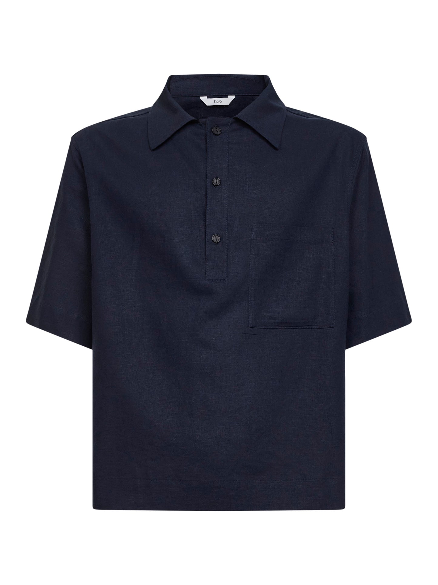 Polo Montursi in lino e viscosa blu navy