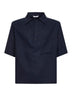 Polo Montursi in lino e viscosa blu navy