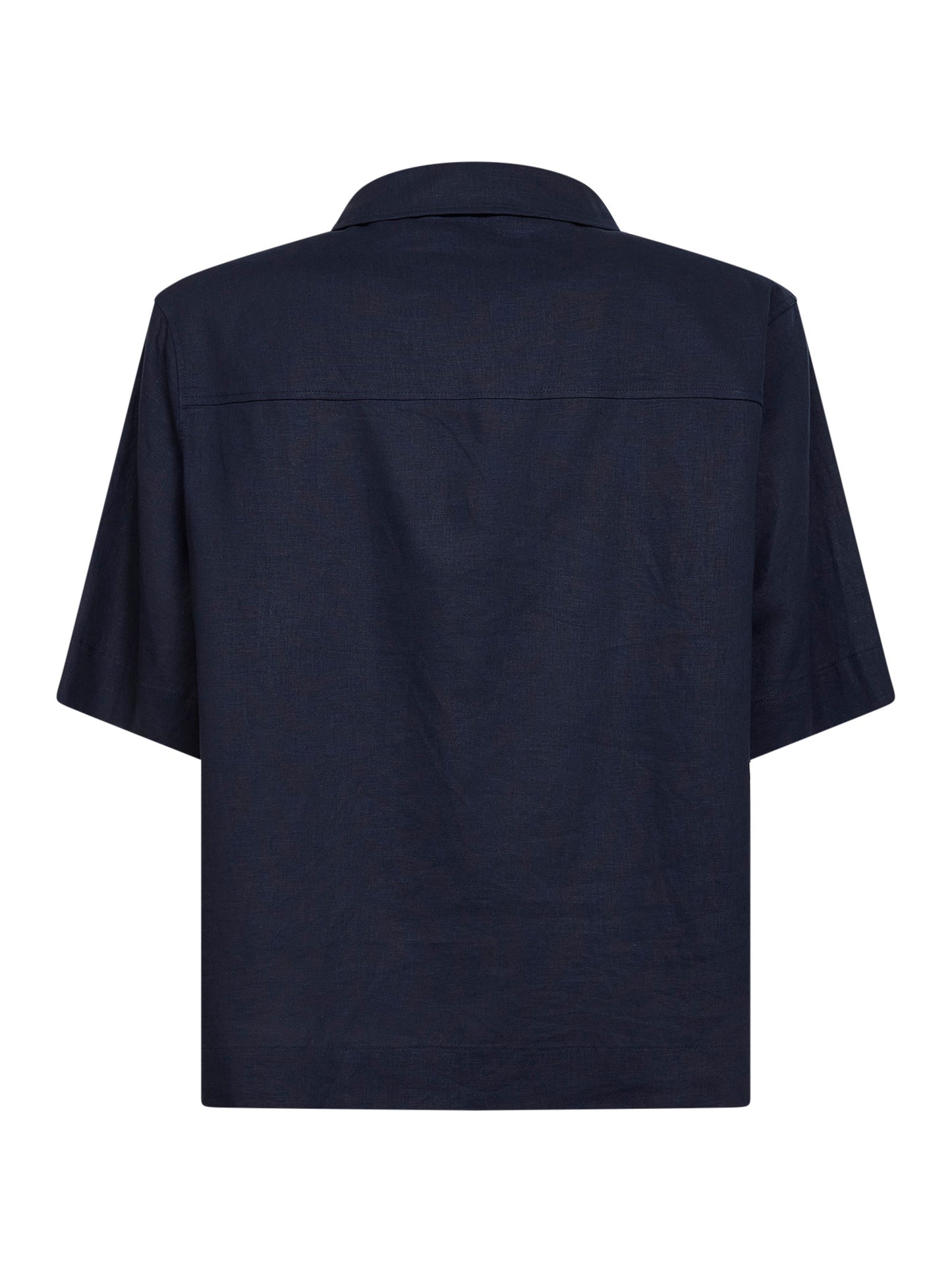 Polo Montursi in lino e viscosa blu navy