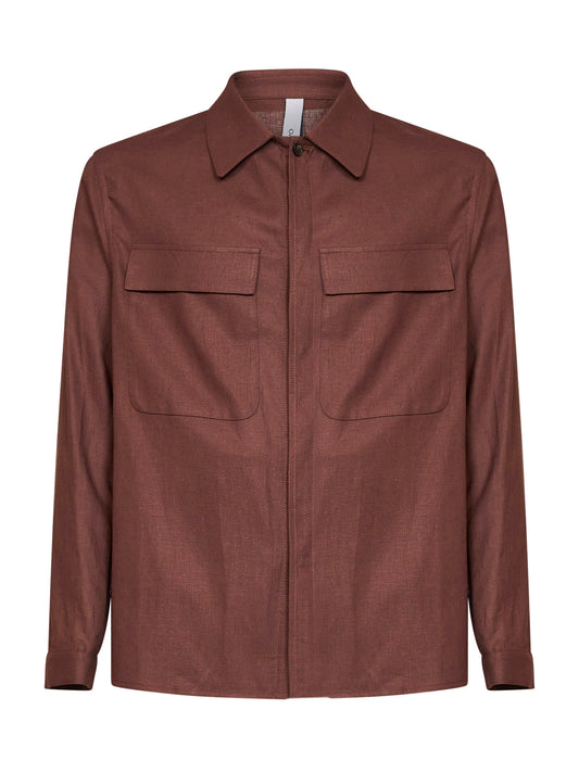 Light brown linen blend Specchiolla overshirt