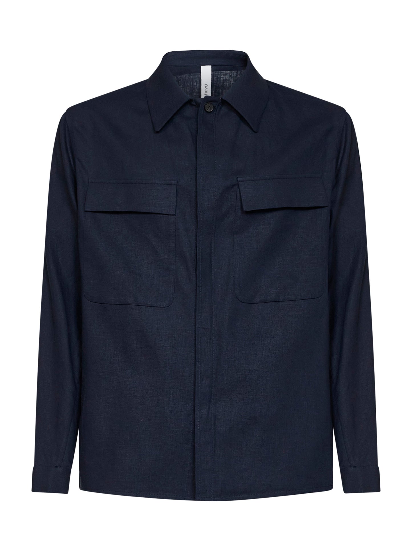 Overshirt Specchiolla in misto lino blu
