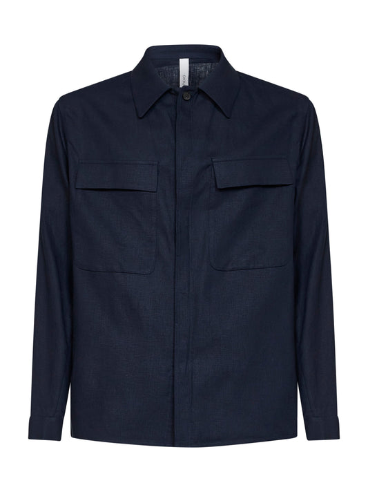 Blue linen blend Specchiolla overshirt