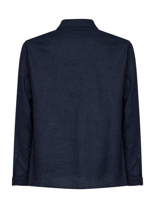 Blue linen blend Specchiolla overshirt