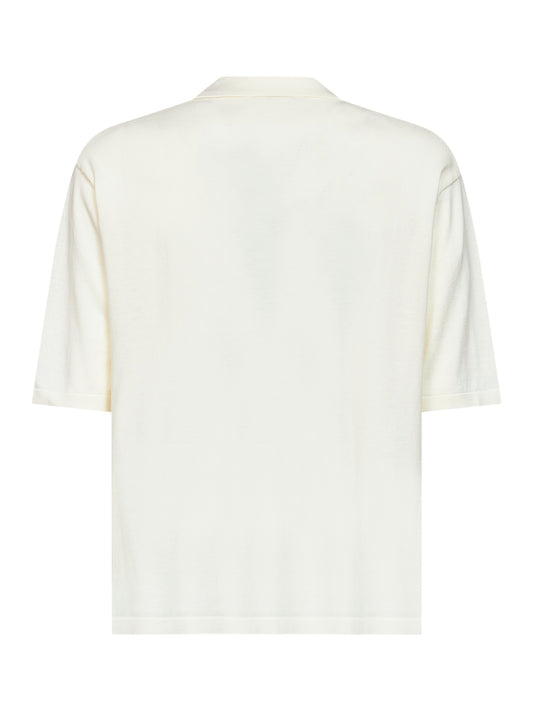 White cotton knit Taranto oversized polo shirt