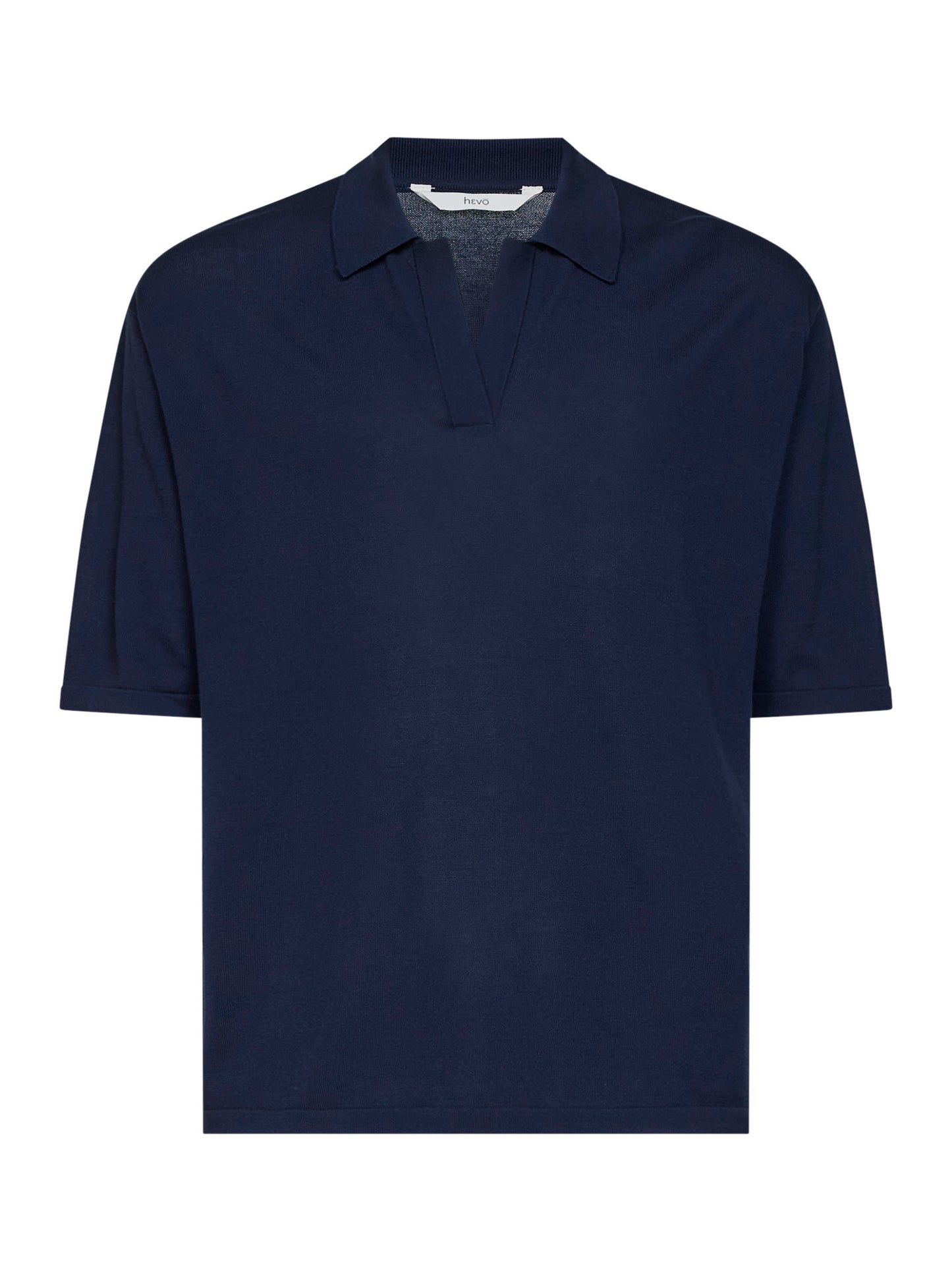 Blue cotton knit Taranto oversized polo shirt