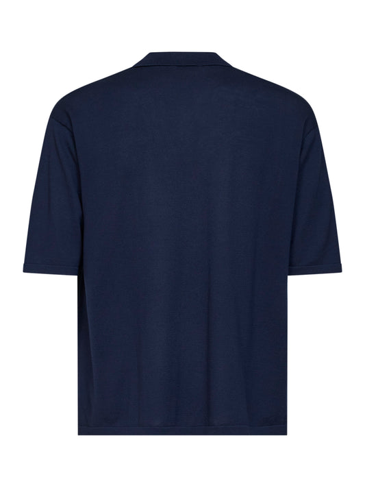 Blue cotton knit Taranto oversized polo shirt