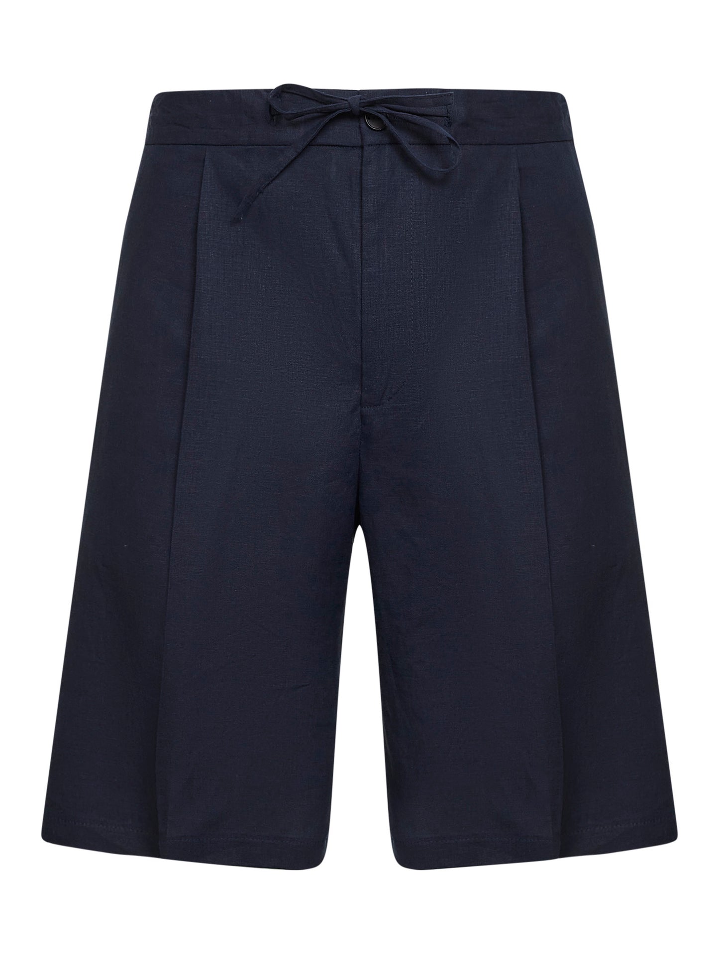 Navy blue linen blend Torre Lapillo Bermuda shorts