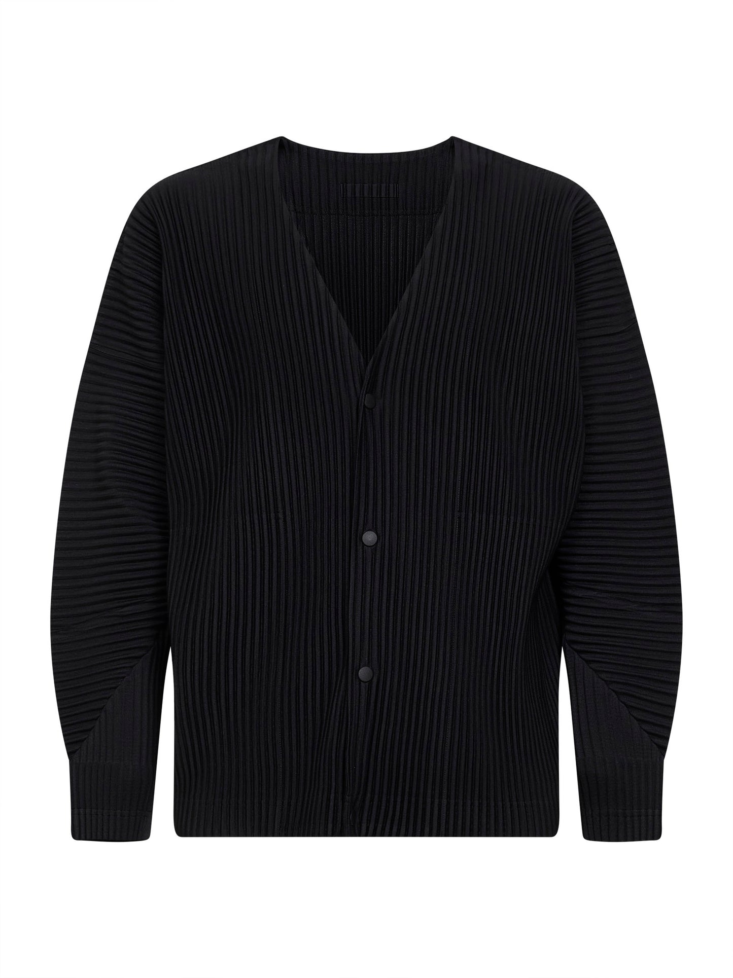 Black pleated fabric cardigan
