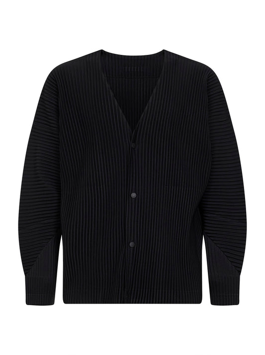 Cardigan in tessuto plissé nero