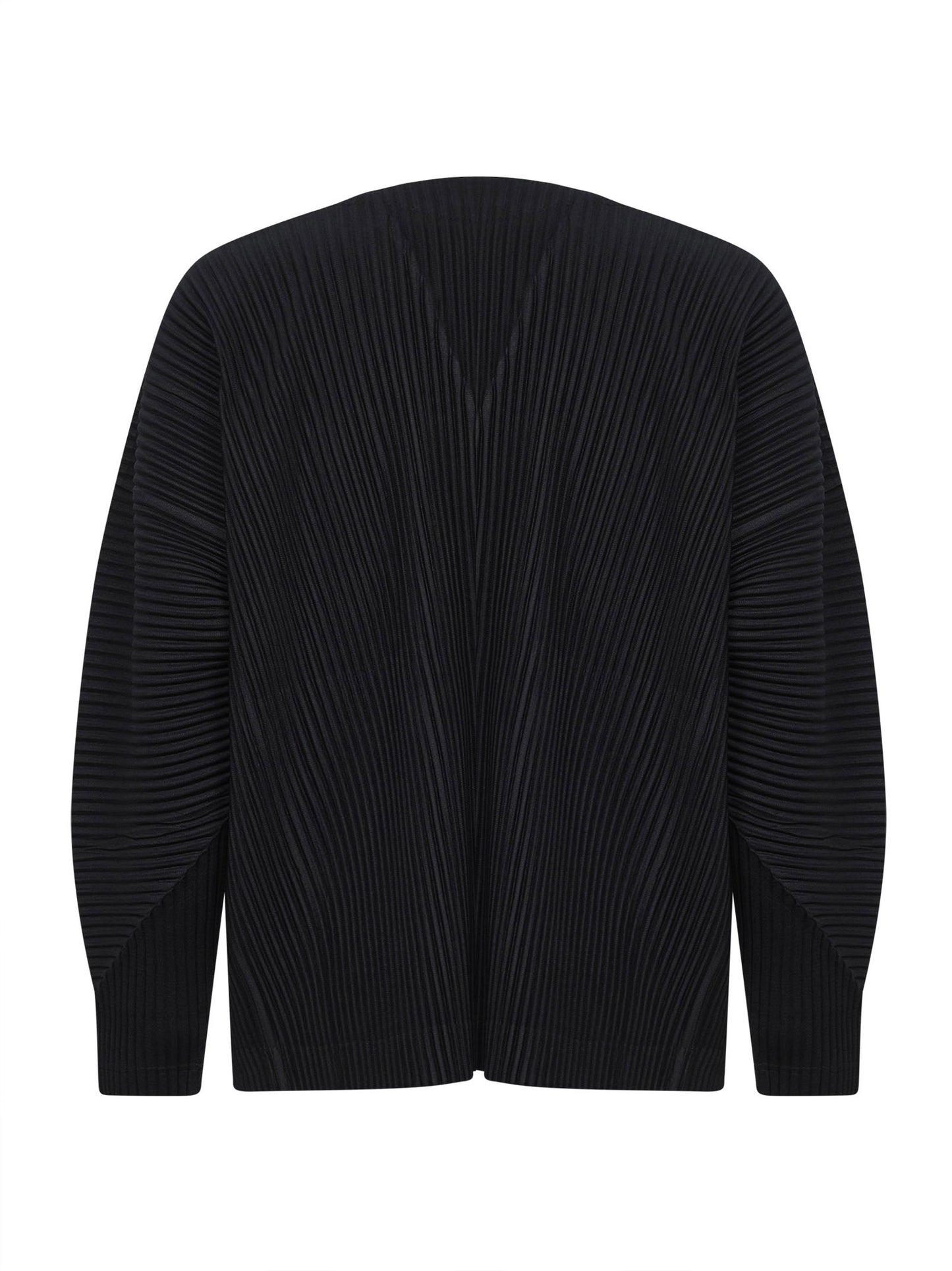Black pleated fabric cardigan