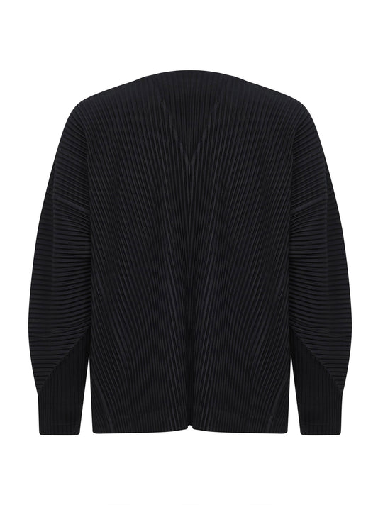 Cardigan in tessuto plissé nero