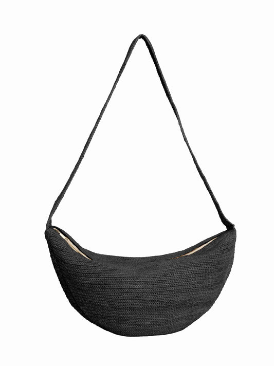 Black LUNA croissant crossbody bag