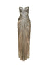 Beige silk metallic tulle Cleopatra column long dress