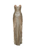 Beige silk metallic tulle Cleopatra column long dress