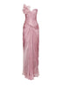 Pink silk metallic tulle Suriel long column dress