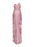 Pink silk metallic tulle Suriel long column dress