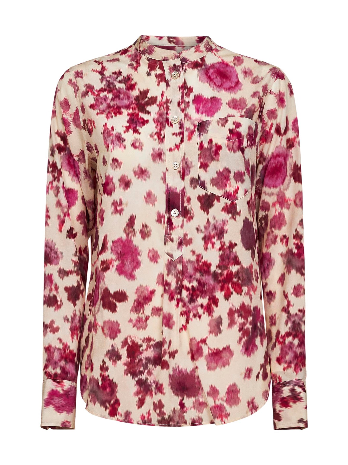 Blusa Rusak in seta stretch stampata rosa