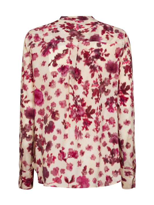 Pink printed stretch silk Rusak blouse