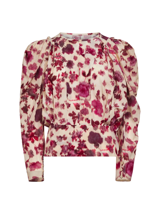 Pink printed stretch silk Zarga top
