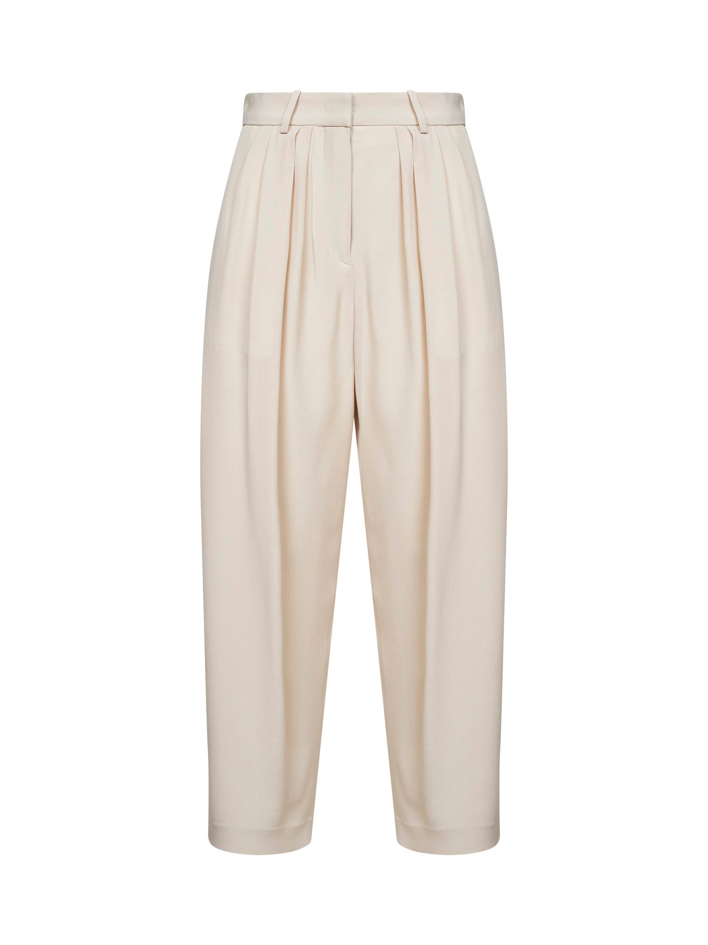 Ecru fluid crêpe Janice carrot-fit trousers