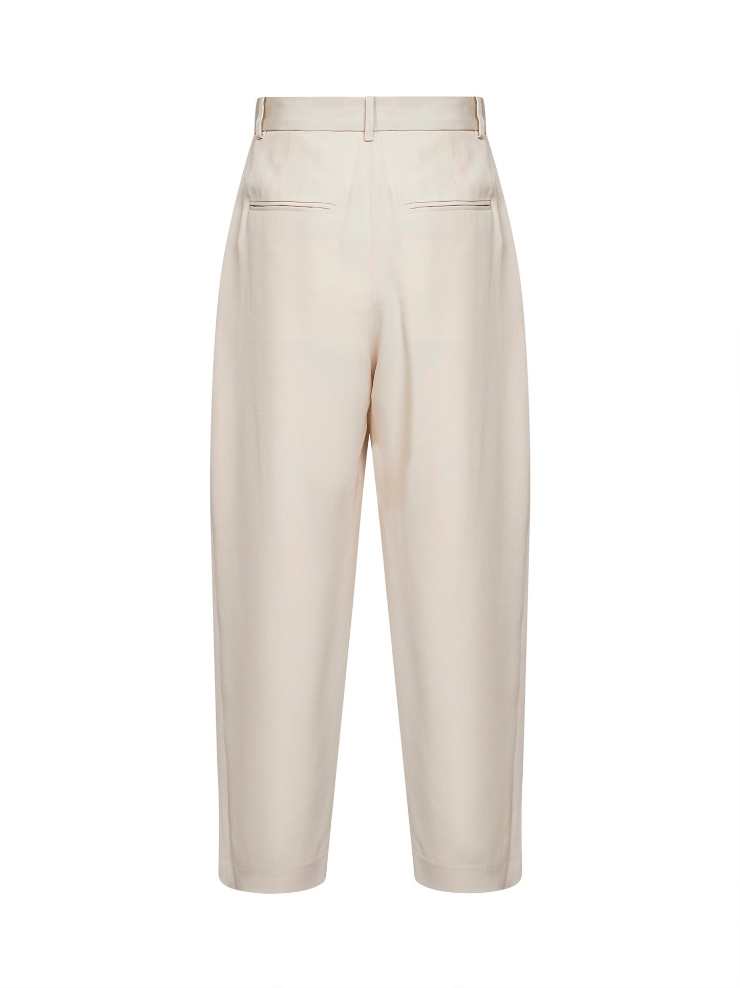 Ecru fluid crêpe Janice carrot-fit trousers