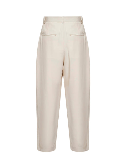 Ecru fluid crêpe Janice carrot-fit trousers