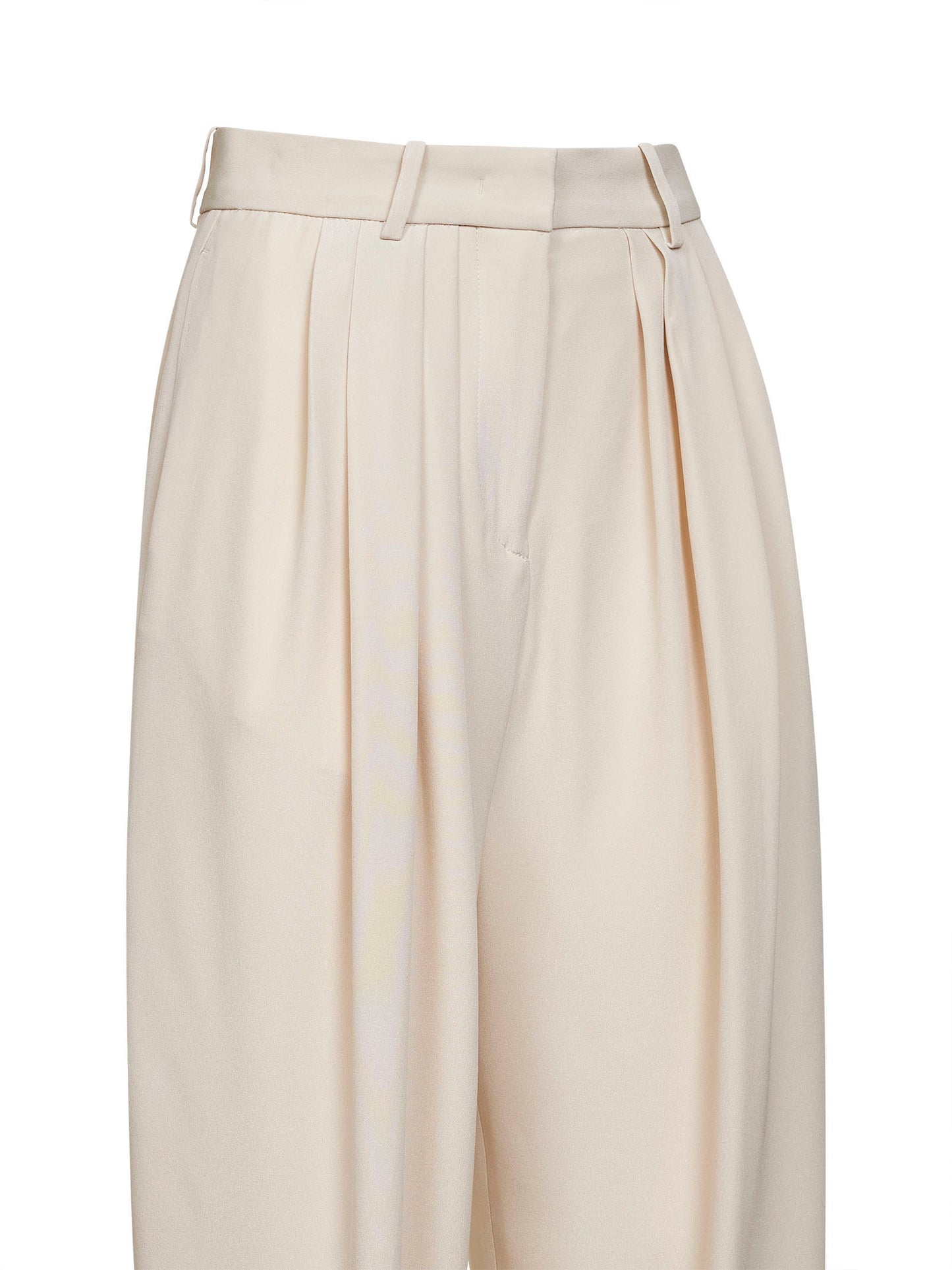 Ecru fluid crêpe Janice carrot-fit trousers