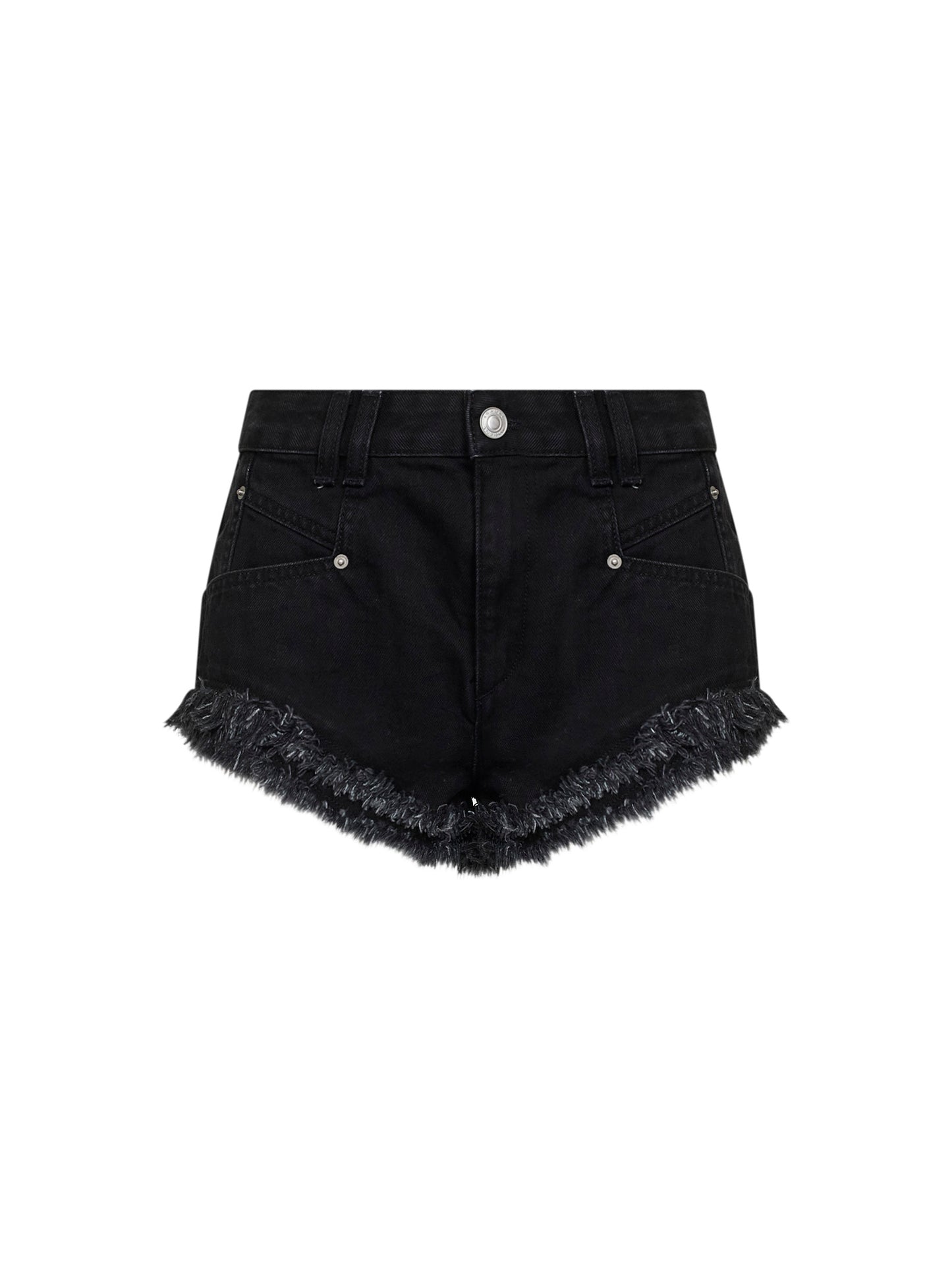 Black cotton denim Eneidala mini shorts