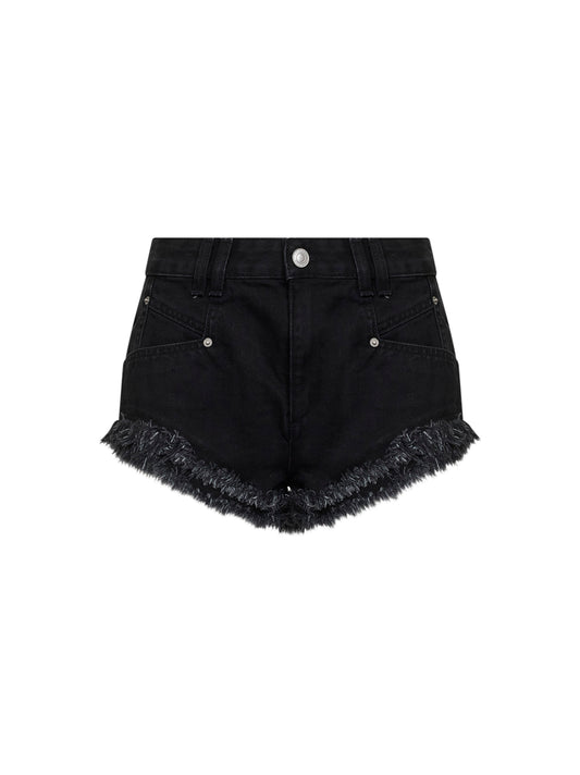 Black cotton denim Eneidala mini shorts