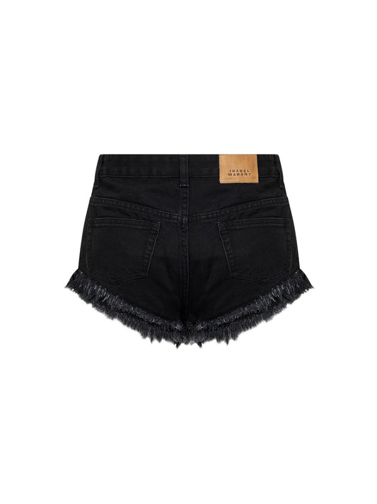 Black cotton denim Eneidala mini shorts