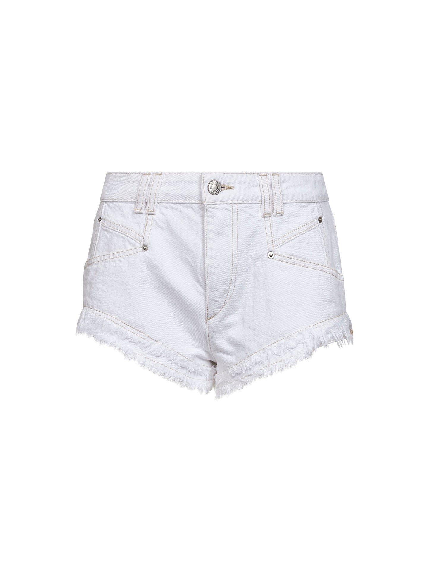 White cotton denim Eneidala mini shorts