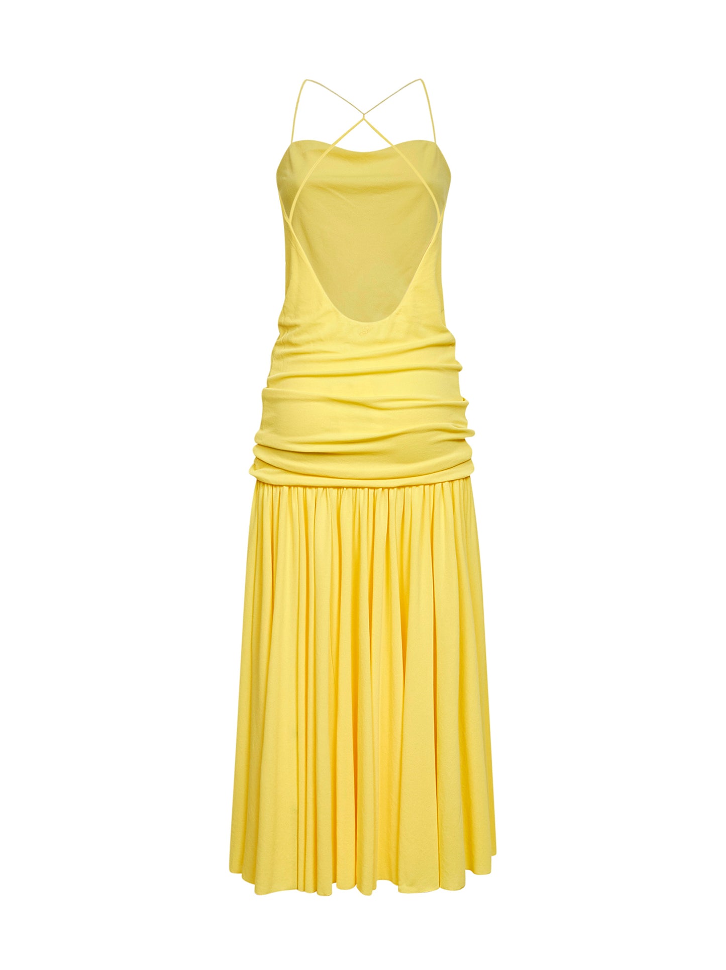 Abito lungo con vita arricciata Abiha giallo