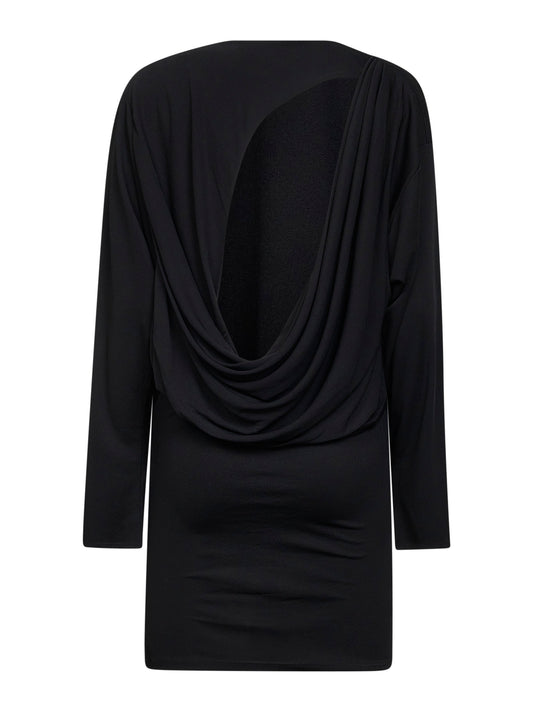Black The Mistral cowl-back mini dress