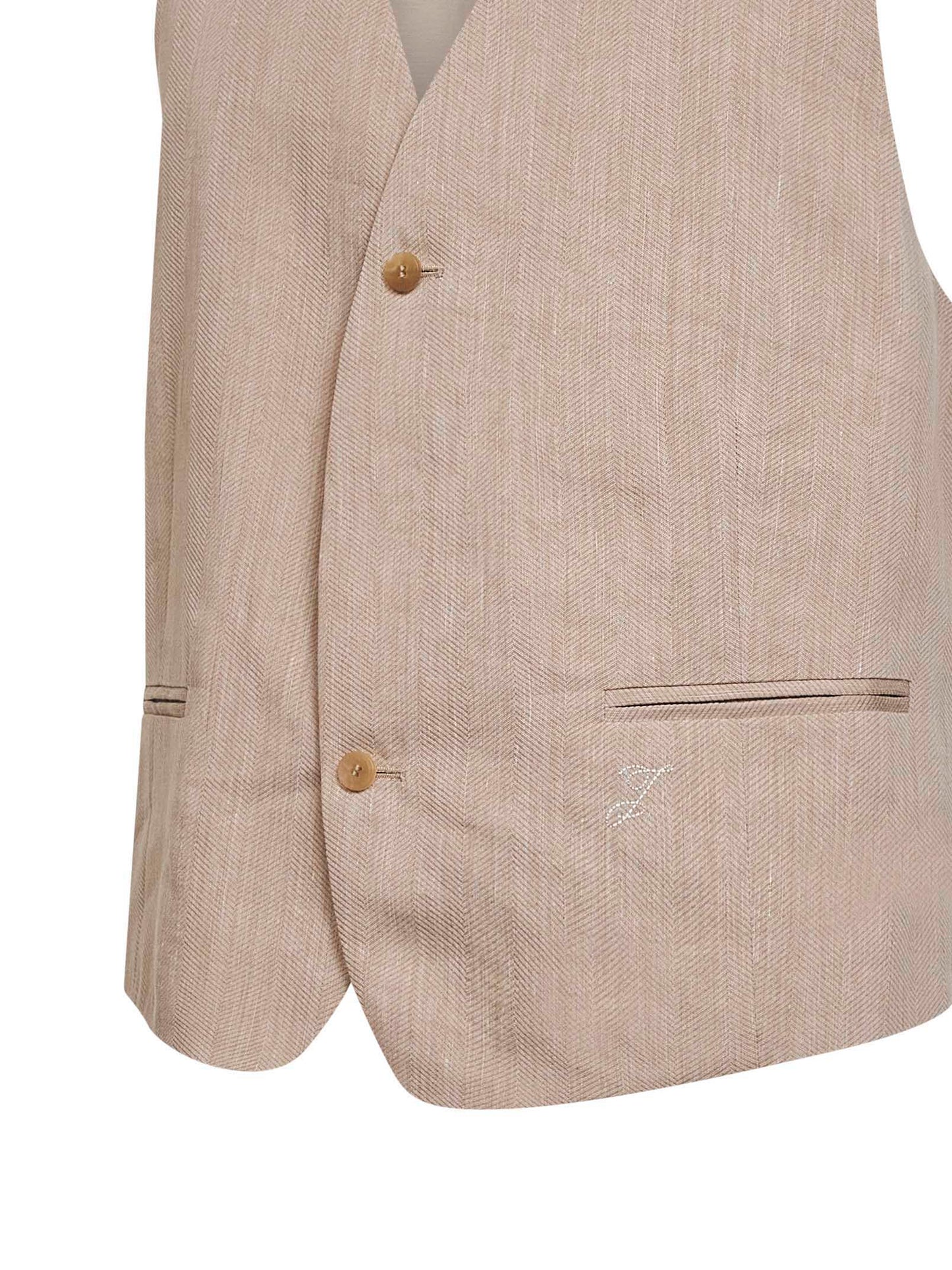 Beige The Paysan fitted belted tailored waistcoat