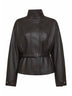 Dark brown smooth leather The Ciro belted jacket