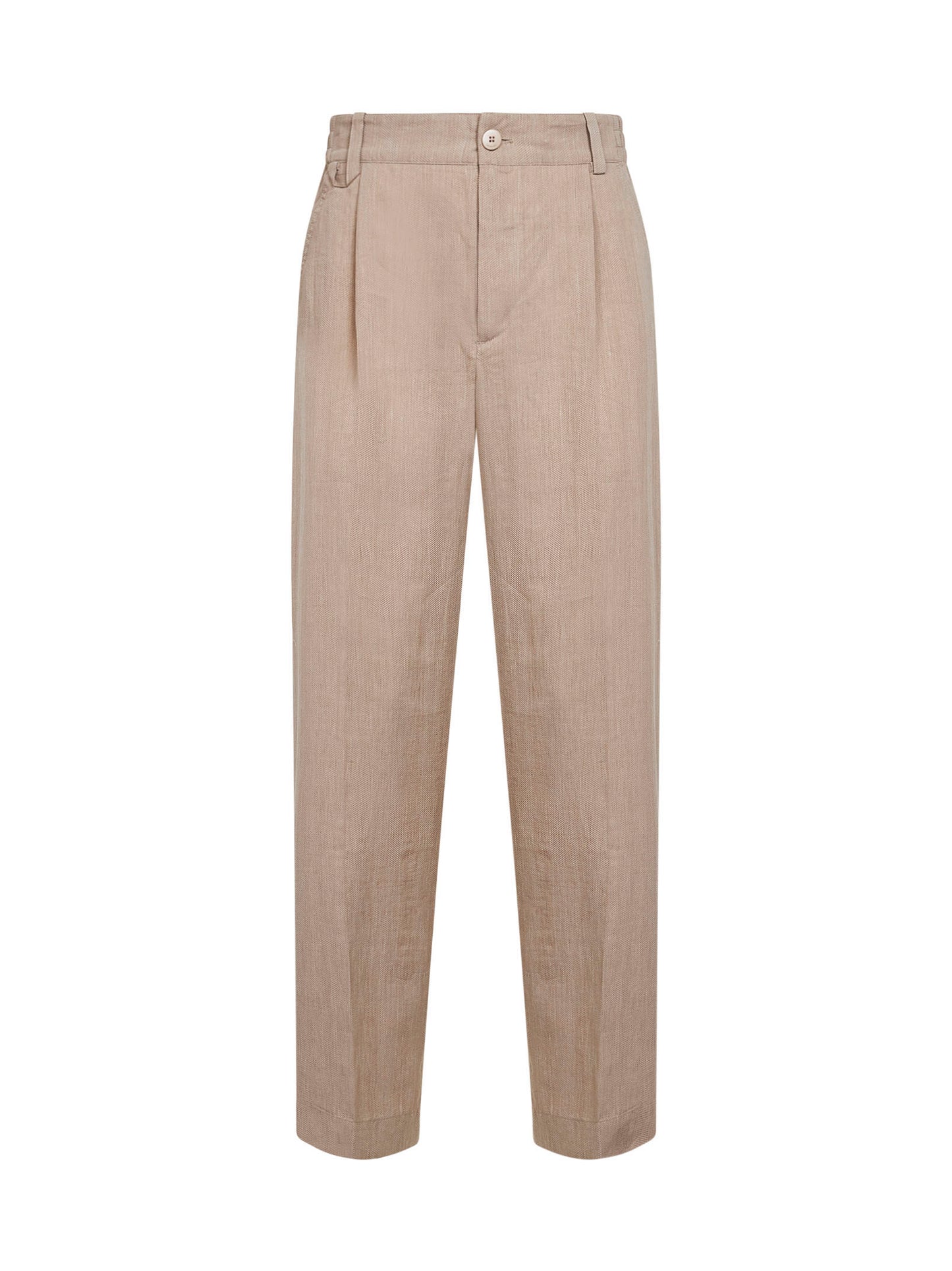 Pantaloni Croisière in misto lino testurizzato beige