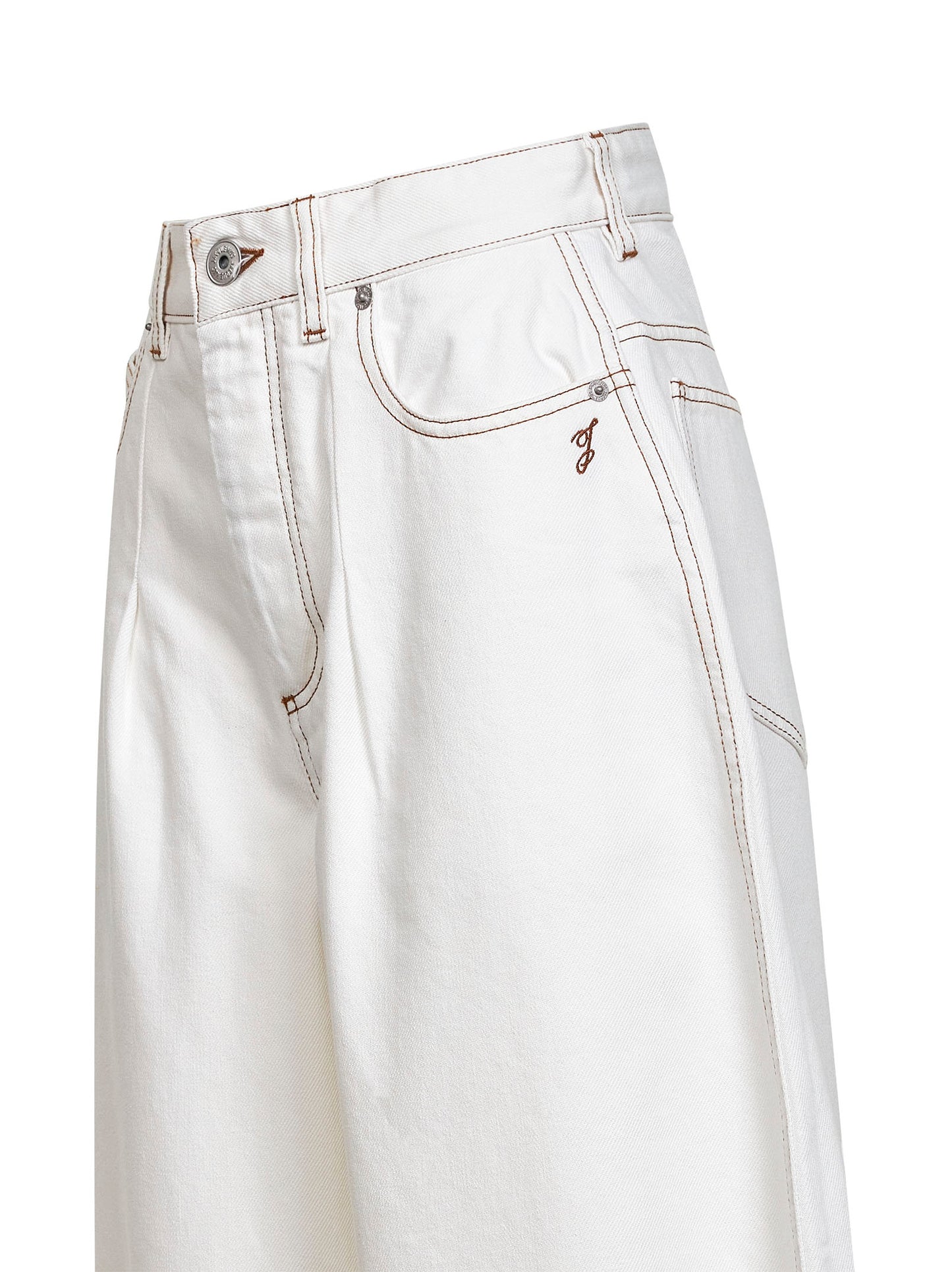 Jeans taglio curvo in denim de-Nîmes Ovalo ecrù