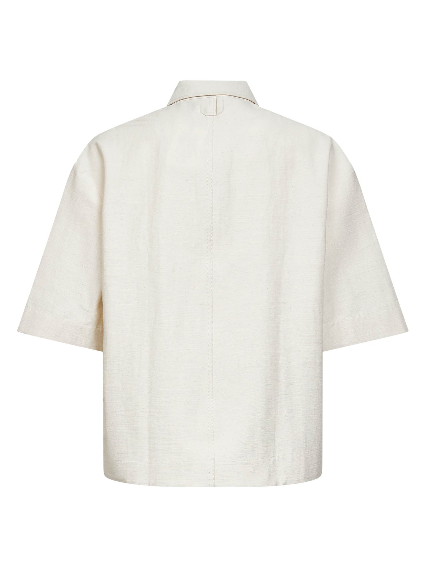 Camicia Paysan in tela di misto cotone bianco sporco