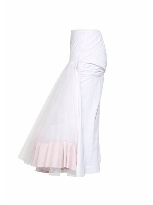 Light pink The Mireio layered tulle asymmetric skirt
