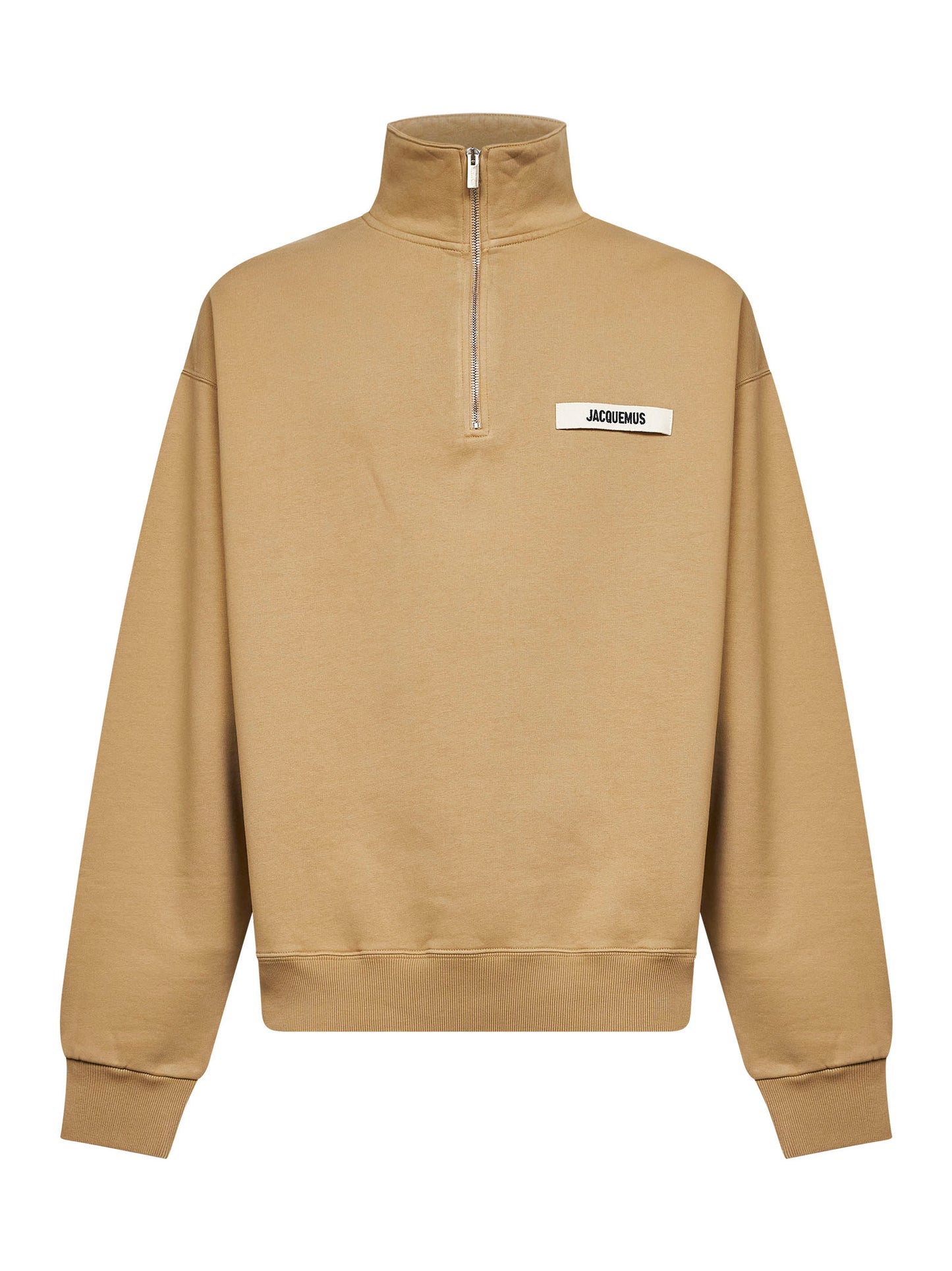 Felpa Gros Grain con collo zip beige scuro