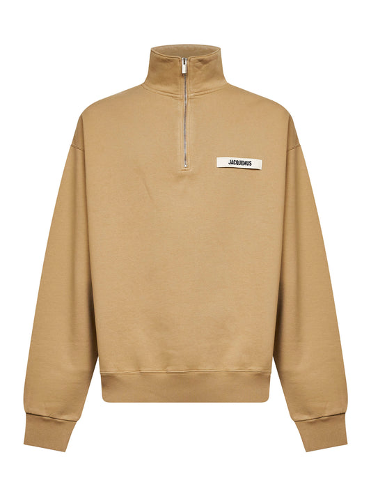 Dark beige The Gros Grain zipped-rollneck sweatshirt