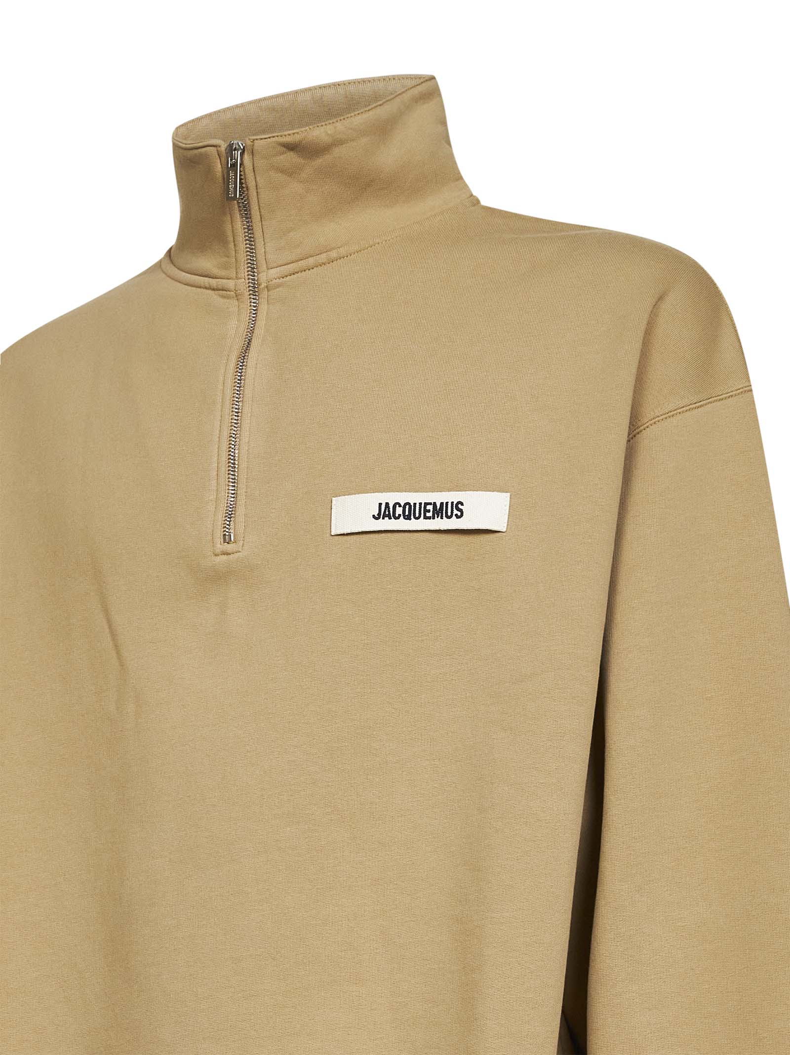 Dark beige The Gros Grain zipped-rollneck sweatshirt – Daniello.com