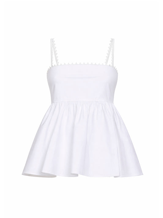 Top con balza Traversin bianco