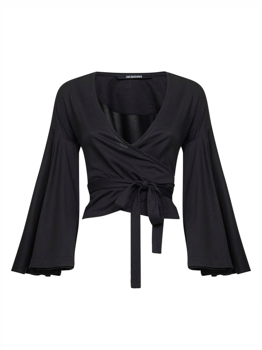Black jersey Thw Ventadau wrap top