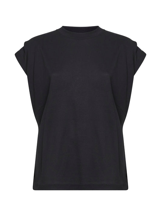 Canotta boxy Ventadou in jersey effetto carta nero