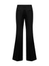 Pantaloni svasati in lana grain de poudre compatta nera