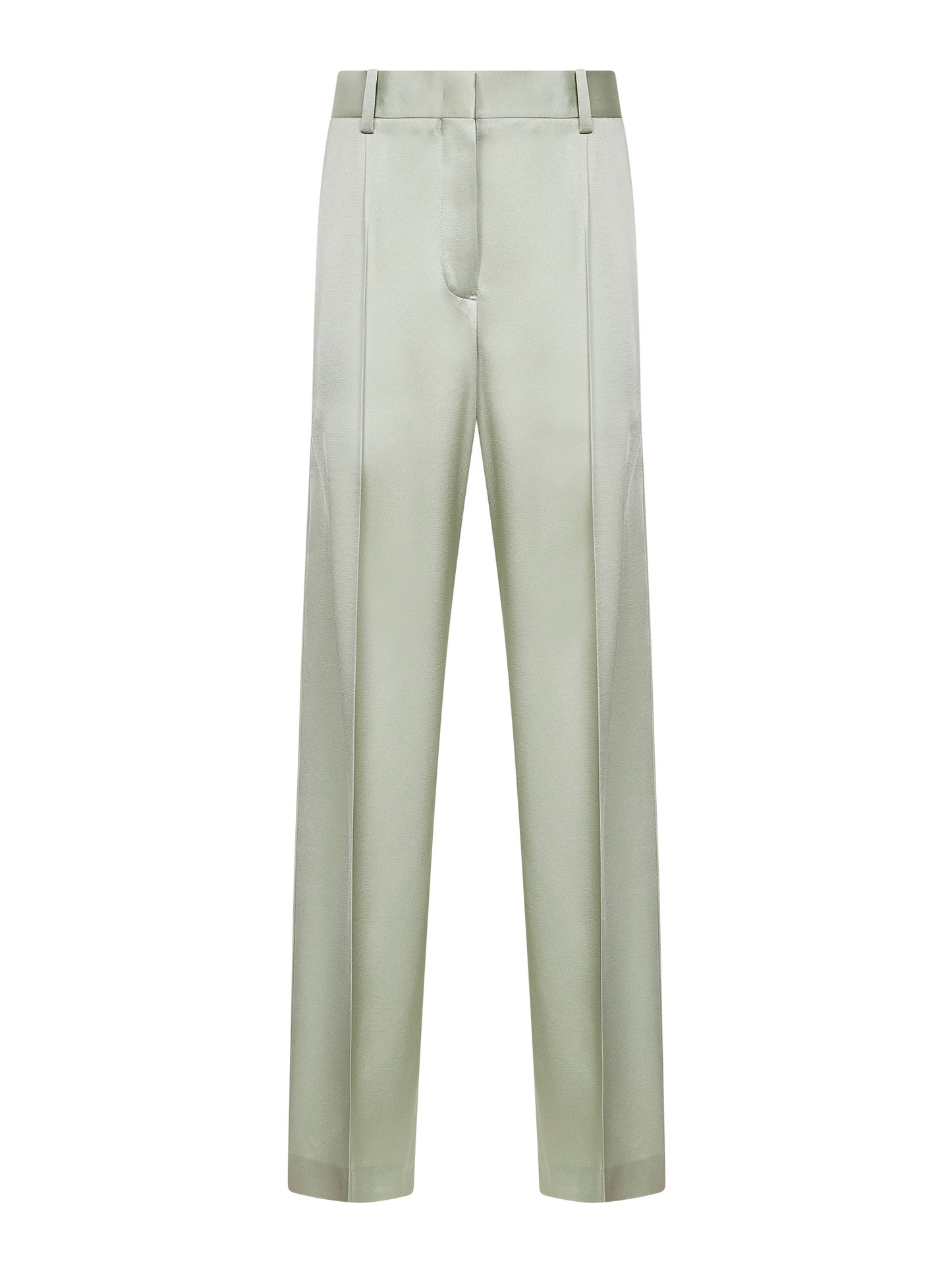 Pastel green envers satin fluid trousers