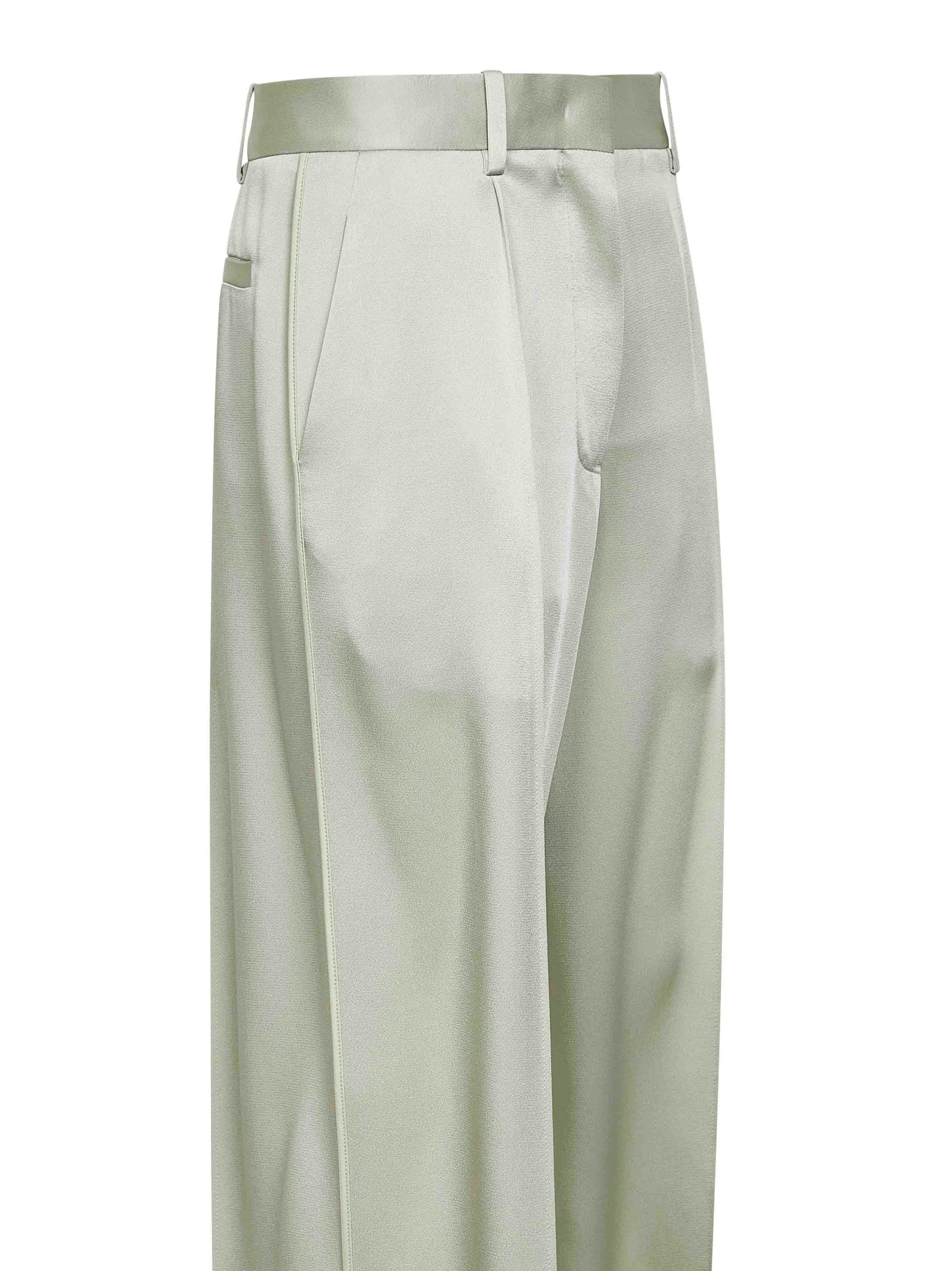 Pastel green envers satin fluid trousers
