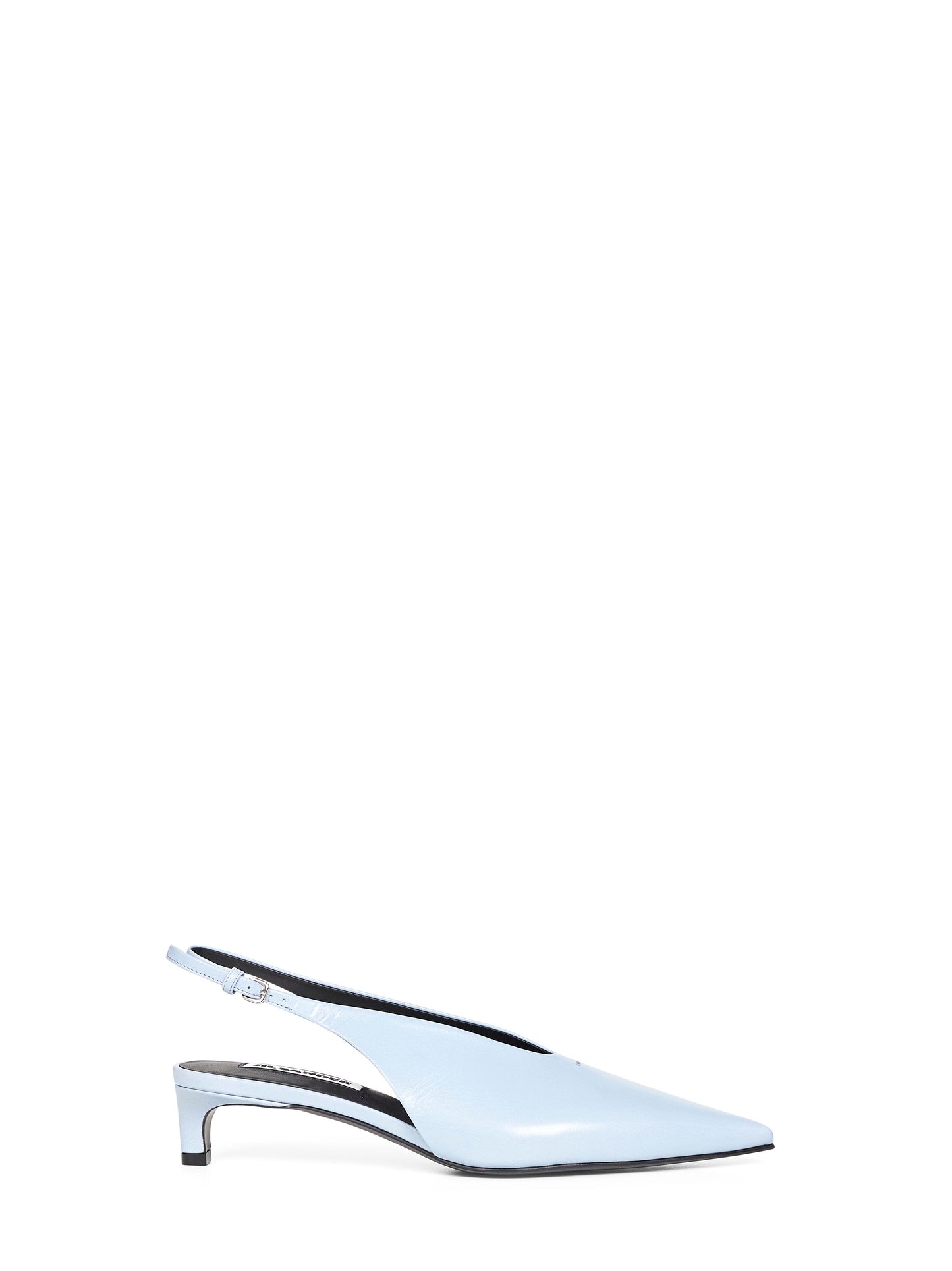 Décolleté slingback a punta in pelle azzurro polvere